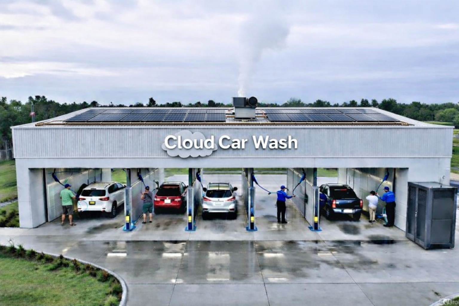 Cloud Car Wash concept with solar and micro data center